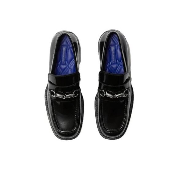$990- Burberry 8080103 Men\'s Black Barbed Leather Casual Loafer Shoes - US 9.5